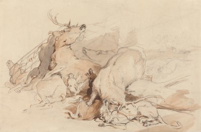 Hounds and Hunters Attacking Deer by Sir Edwin Henry Landseer