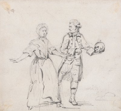 Two Figures with a Skull by Sir George Howland Beaumont seventh Baronet
