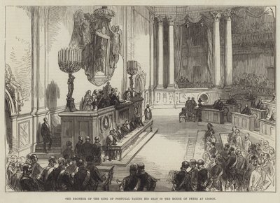 The Brother of the King of Portugal taking his Seat in the House of Peers at Lisbon by Sir John Charles Robinson