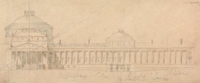 Sketch of a Half-Facade for a Royal Palace, Hyde Park, London by Sir John Soane