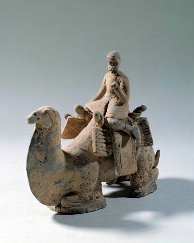 Sogdian civilization: camel and camel, transport of silk (Terracotta funerary statue) by Sogdian Sogdian