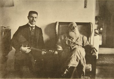 Russian Author Leo Tolstoy with the Balalaika Player Boris Troyanovsky, Russia by Sophia Andreevna Tolstaya
