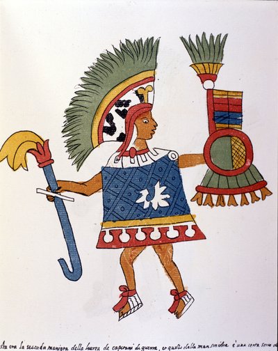 Aztec Warrior in Codex Vaticanus 3738. Facsimile of the Manuscript by Dominican Pedro de los Rios, Between 1570 and 1589, Bibl. Vatican by Spanish School