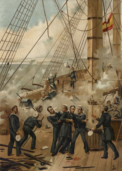 Battle of Callao, Peru, 1866 by Spanish School
