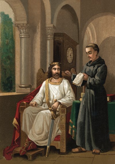 Charlemagne and Alcuin by Spanish School