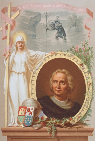 Christopher Columbus, Genoese navigator by Spanish School