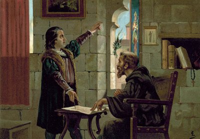 Christopher Columbus in the Friary of La Rabida, 1490s by Spanish School