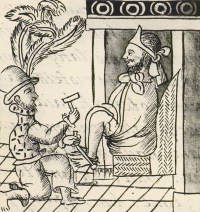Codex of the Conquest of Mexico: Outbreak of War, The Aztec Emperor Montezuma Put in Irons by Spanish School