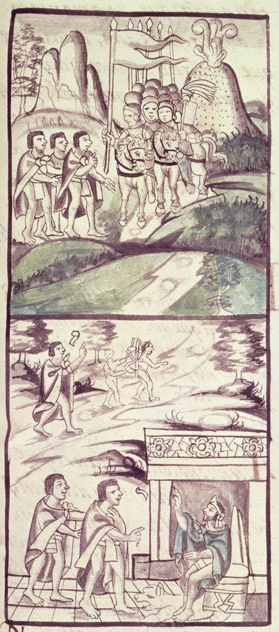 Codex of the Conquest of Mexico: The Emissaries of Montezuma Meeting the Spanish by Spanish School