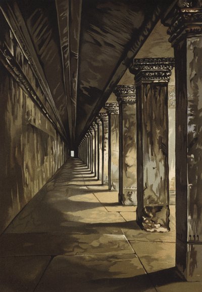 Colonnade in the Temple of Jagganath, India by Spanish School