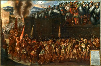Conquest of Mexico - The Death of Montezuma by Spanish School