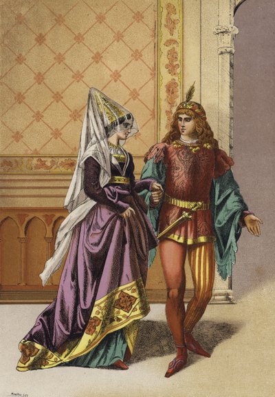 European Noblewoman and Minstrel, 15th Century by Spanish School