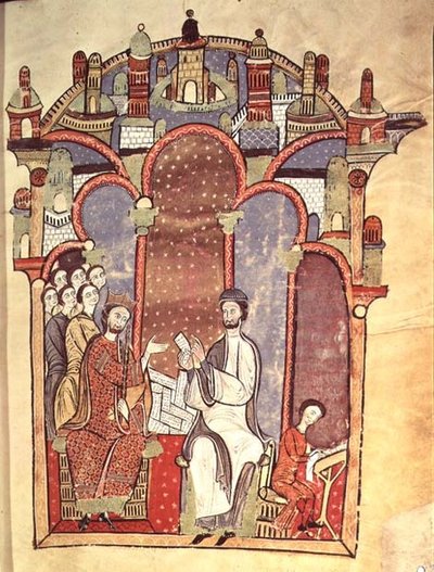 Court Scene with Scribes, from the Liber feudorum maior by Spanish School