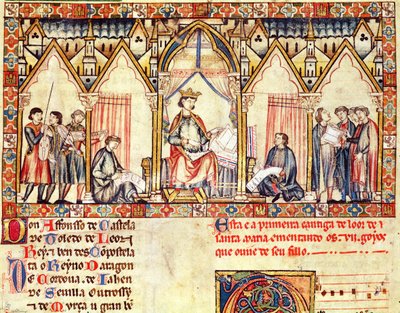 The Court of Alfonso X the Wise, King of Castile and Leon, from the Cantigas de Santa Maria by Spanish School