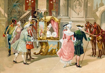 Leaving the opera in pre-Revolutionary France by Spanish School