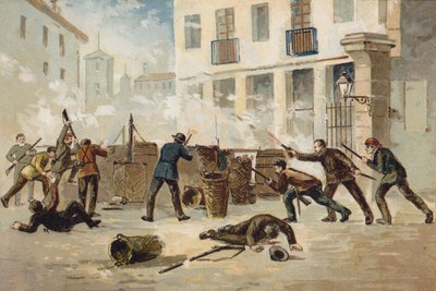 Members of the National Militia in Valencia refusing to disarm, Spain, 1873 by Spanish School