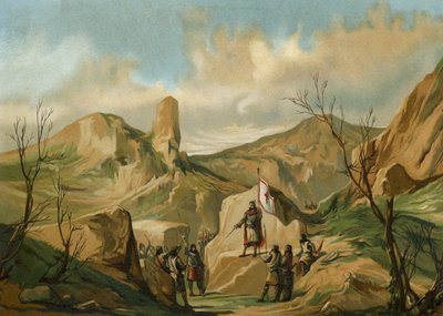 Pelagius of Asturias at Covadonga, Spain, c722 by Spanish School