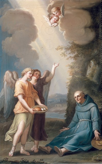 Saint Sebastian of Aparicio Receiving Food from Angels by Spanish School