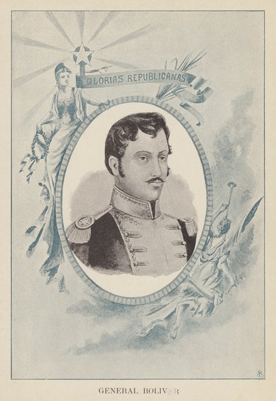 Simon Bolivar, Venezuelan political and military leader by Spanish School