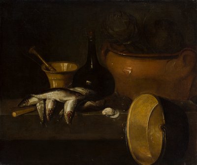 Still Life with Fish and Artichokes by Spanish School