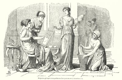 Women performing domestic chores in Ancient Greece by Spanish School