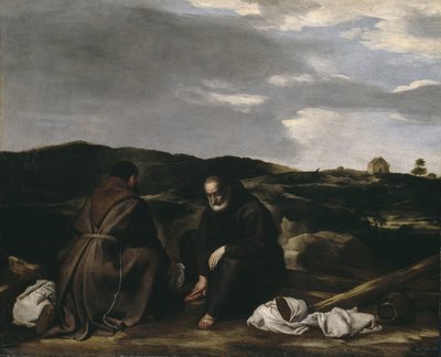 Two Monks in a Landscape, c.1645 by Spanish or Italian School