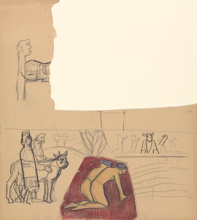 Cave of the Golden Calf: Design for a Decorative Panel, Worshippers and Calf by Spencer Frederick Gore