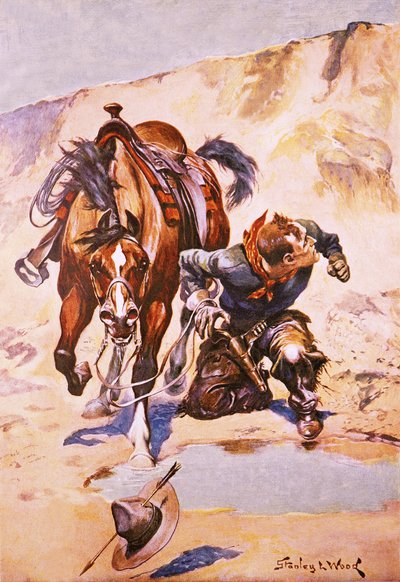 Cowboy pursued by Indians by Stanley L. Wood