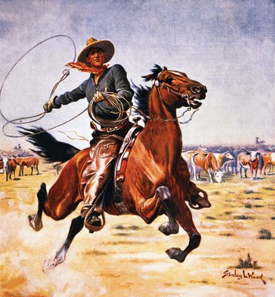 Cowboy with Lassoo by Stanley L. Wood