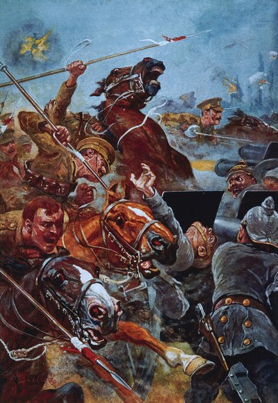 The Charge of the 9th Lancers During the Retreat from Mons by Stanley L. Wood