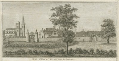 Hamstall Ridware - Church and Manor House: Engraving by Stebbing Shaw