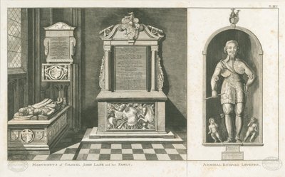 Monuments of Colonel John Lane and Admiral Richard Leveson (engraving) by Stebbing Shaw