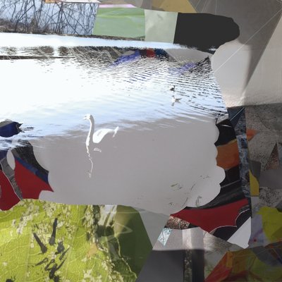 White Swan Abstract Collage by Stefan Fransson