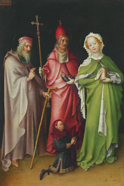 Wing of the Last Judgment Altarpiece: St. Anthony, Pope Cornelius, and Mary Magdalene with a Donor by Stefan Lochner