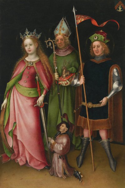 Wing of the Last Judgment Altarpiece: Saints Catherine, Hubert, and Quirinus of Neuss with Donor by Stefan Lochner