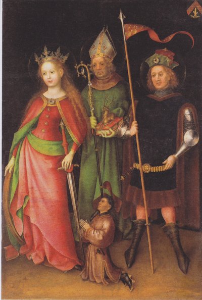 Saints Catherine, Hubert and Quirinus (Last Judgment Altarpiece) by Stefan Lochner