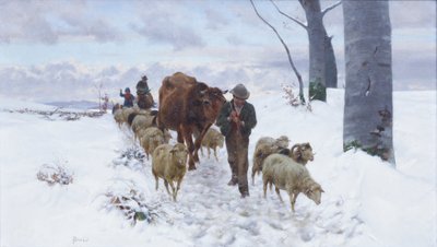 Coming Back from the Market After the Snowfall by Stefano Bruzzi