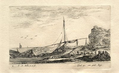 A Galley on the Shore Covered with a Tarpaulin by Stefano della Bella