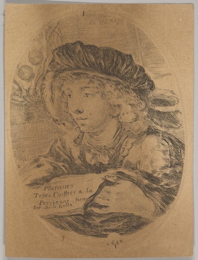 A Bust of a Young Man Wearing a Cap with Feathers, Turned Three-Quarters to the Left by Stefano della Bella