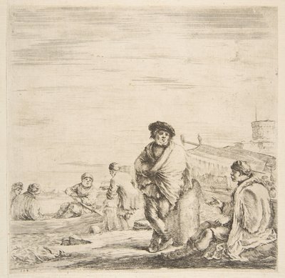 A Standing Sailor Talking to a Seated Levantine by Stefano della Bella