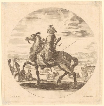 African Rider in Profile Facing Left by Stefano della Bella