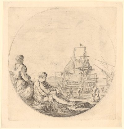 African and European Sailor on a Ship by Stefano della Bella