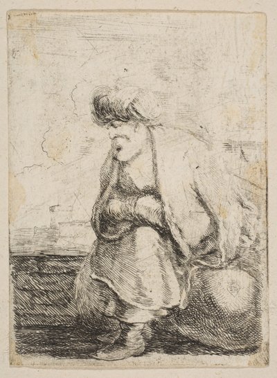 An Old Turk Seated on a Stone, ca. 1662 by Stefano della Bella