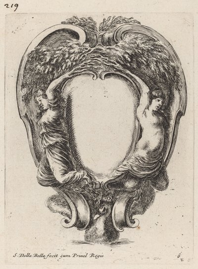 Cartouche with Two Nymphs Metamorphosed into Trees by Stefano della Bella
