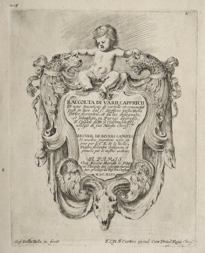 Collection of Various Caprices and New Designs of Cartouches and Ornaments: No 1, Title Page by Stefano della Bella