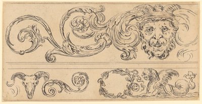 Three Frieze Fragments, Above with a Grotesque by Stefano della Bella