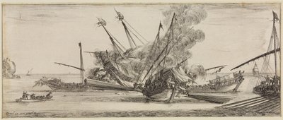 Peace and War: Naval Battle with Three Galleys Surrounding a Fourth by Stefano della Bella