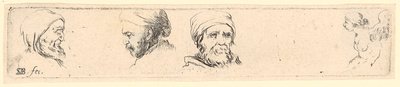Head Studies of Three Philosophers, Right Study of a Winged Figure by Stefano della Bella