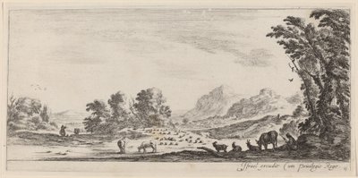 Landscape with Shepherd Guarding his Flock, in or before 1647 by Stefano della Bella