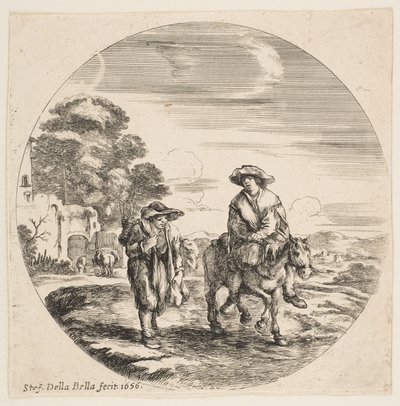 Landscape with Two Peasants, One Riding a Horse, from Landscapes and Seaports by Stefano della Bella
